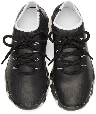 Shop Maison Margiela Black & Silver Painted Runner Sneakers