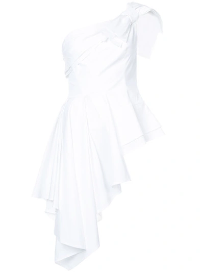 Carolina Herrera Asymmetric One Shoulder Blouse In White