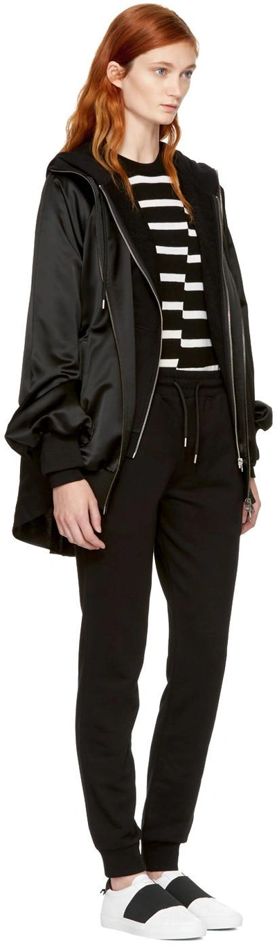 Shop Mcq By Alexander Mcqueen Black & White Distort Stripe Swallow Badge Sweater