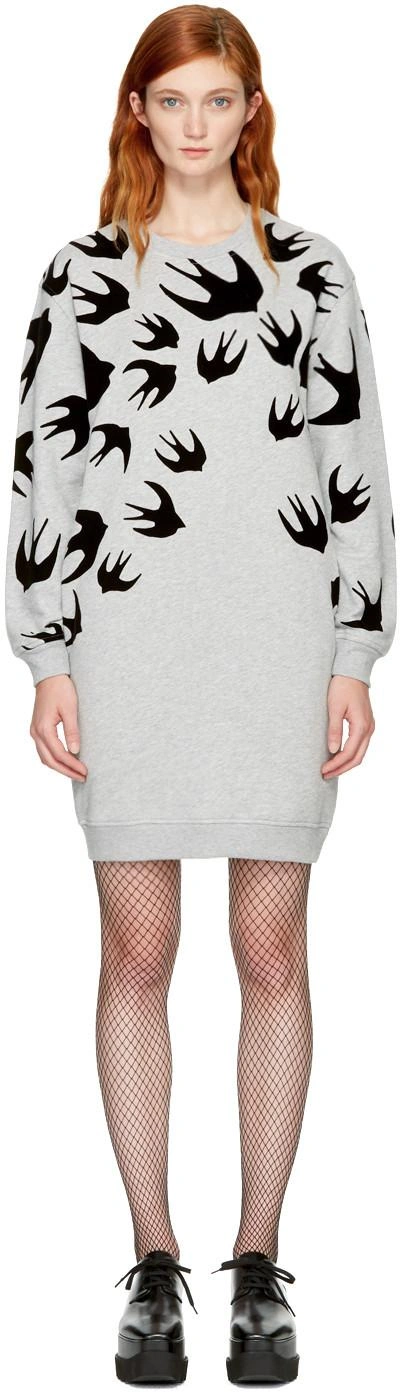 Shop Mcq By Alexander Mcqueen Grey Swallows Sweatshirt Dress