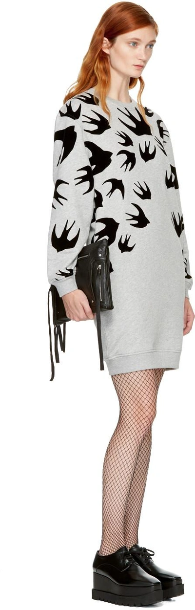 Shop Mcq By Alexander Mcqueen Grey Swallows Sweatshirt Dress