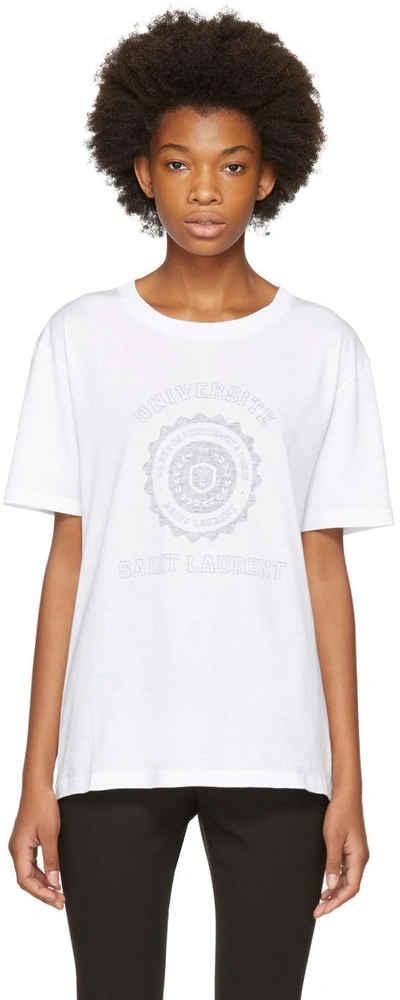 Shop Saint Laurent White Oversized 'université' T-shirt