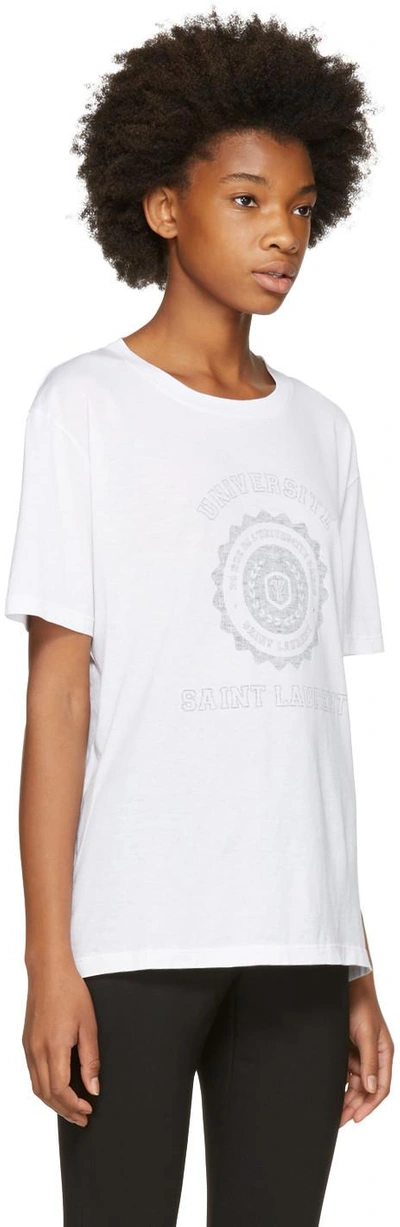 Shop Saint Laurent White Oversized 'université' T-shirt