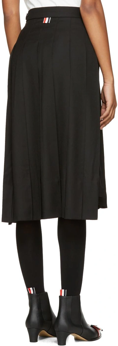 Shop Thom Browne Black Dropped Back Pleated Skirt