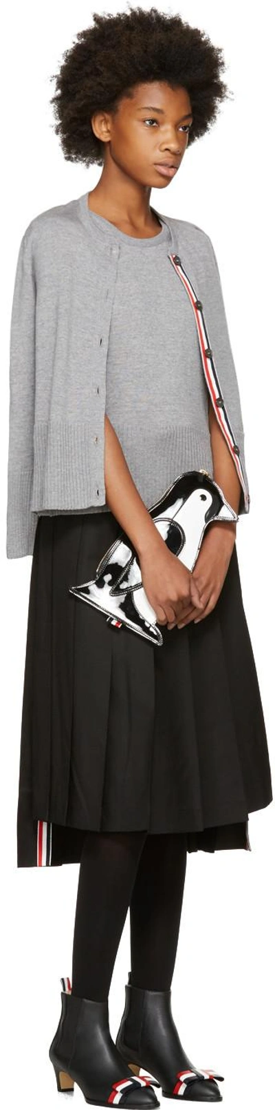 Shop Thom Browne Black Dropped Back Pleated Skirt