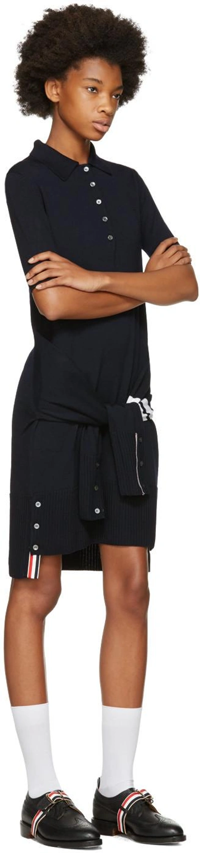 Shop Thom Browne Navy Two-in-one Cardigan & Polo Dress