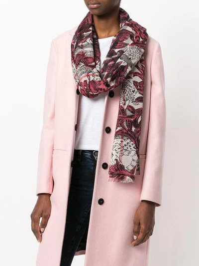 Shop Burberry Beasts Print And Check Scarf