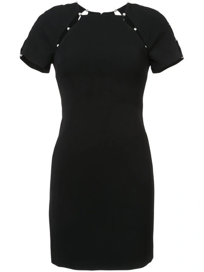 Alice And Olivia Kristiana Embellished Split Seam Sheath Dress In Black