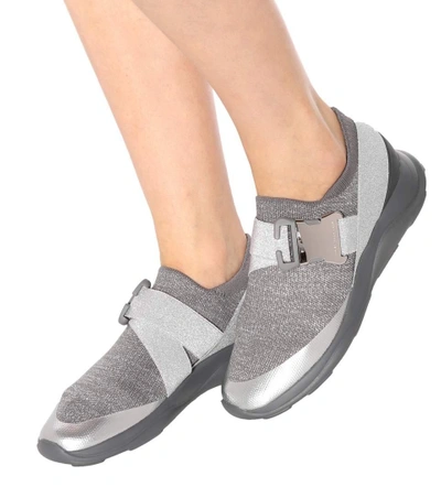 Shop Christopher Kane Safety Buckle Sneakers In Silver