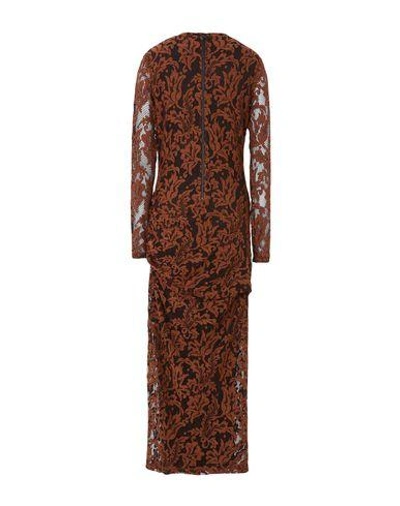 Shop Just Cavalli Woman Long Dress Brown Size 10 Polyester, Polyamide