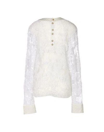 Shop Balmain Lace Shirts & Blouses In White