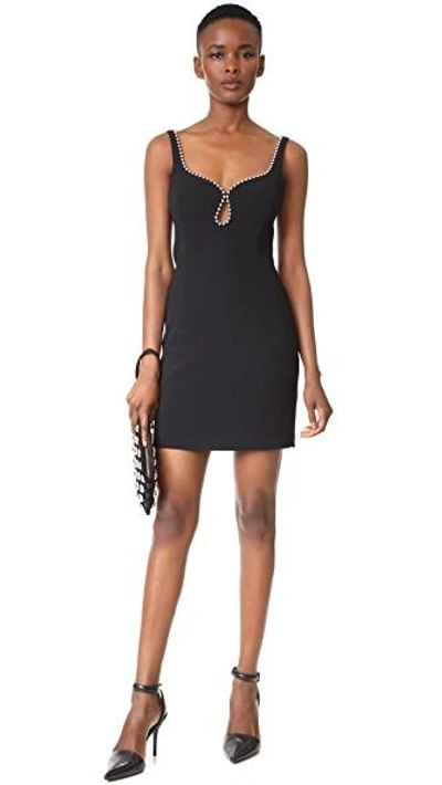 Shop Alexander Wang Sheath Dress With Ball Chain Neckline In Onyx