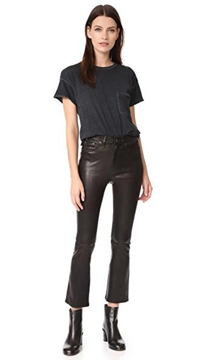 Shop Rag & Bone The Hana High Rise Cropped Leather Pants In Black Leather