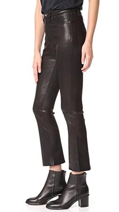 Shop Rag & Bone The Hana High Rise Cropped Leather Pants In Black Leather