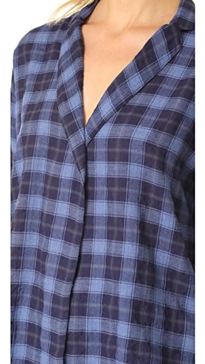 Shop 3x1 Moxy Wrap Shirt In Blue & Black Plaid