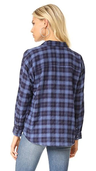 Shop 3x1 Moxy Wrap Shirt In Blue & Black Plaid