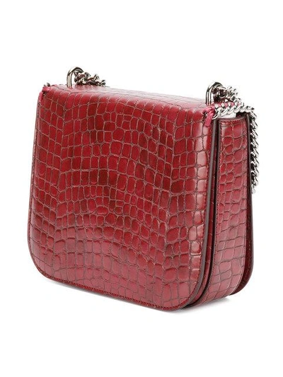 Shop Stella Mccartney Crocodile-embossed Falabella Box Shoulder Bag - Red