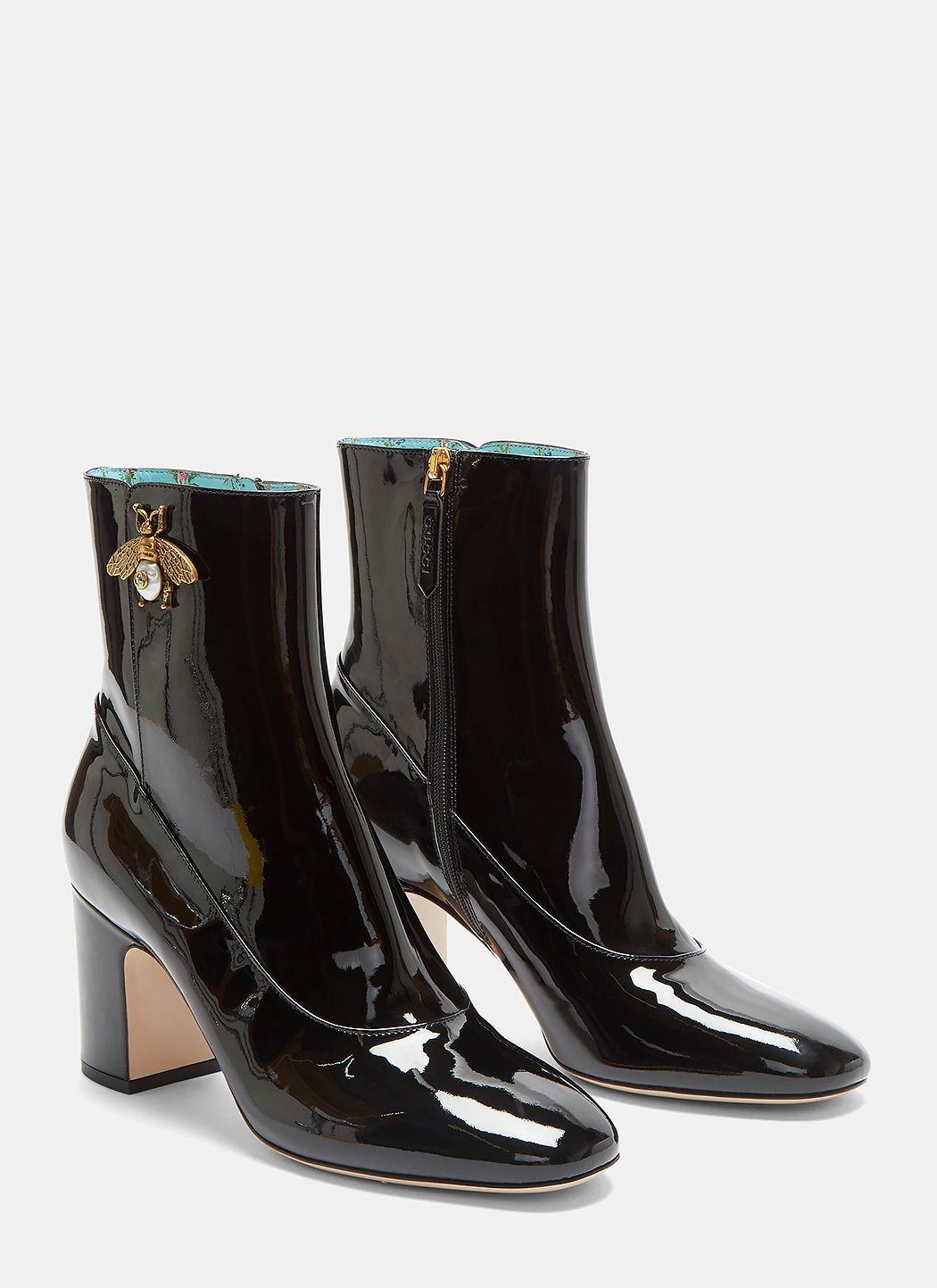 gucci black bee boots