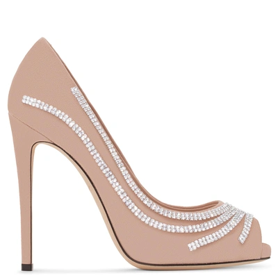 Shop Giuseppe Zanotti - Pink Suede Pump With Crystals Clio