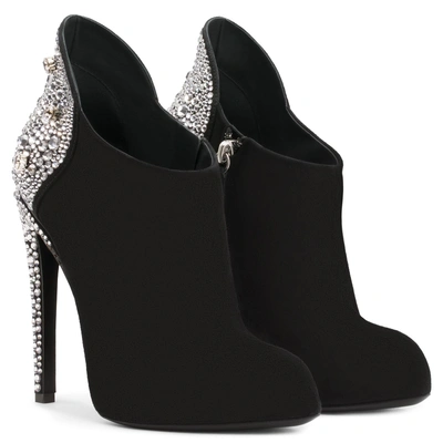 Shop Giuseppe Zanotti - Giuseppe For Jennifer Lopez: Black Suede Boot With Crystals Gertie