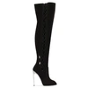GIUSEPPE ZANOTTI GIUSEPPE ZANOTTI - GIUSEPPE FOR JENNIFER LOPEZ: BLACK SUEDE CUISSARD BOOT WITH CRYSTALS MARISA,LJI780000113