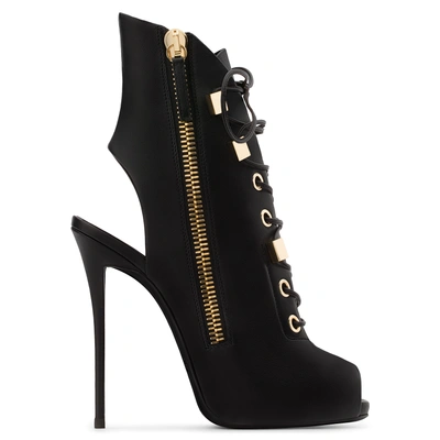Shop Giuseppe Zanotti - Leather Boot With Open Toe Melanie In Black