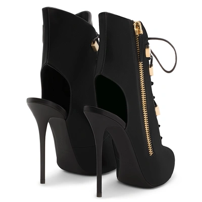 Shop Giuseppe Zanotti - Leather Boot With Open Toe Melanie In Black