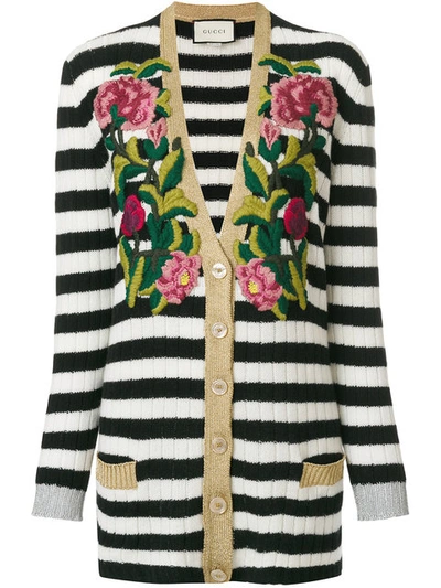 Gucci Embroidered Cashmere Wool Oversize Cardigan In Ivory