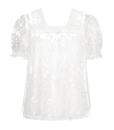 Needle & Thread Embroidered Tulle Top