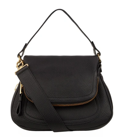 Tom Ford Medium Jennifer Leather Shoulder Bag, Black, One Size In Chalk