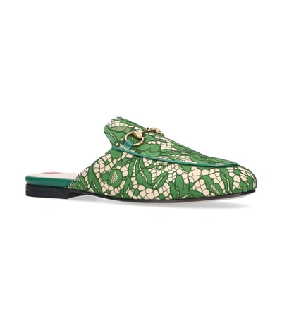 Gucci Princetown Lace Slipper In Green