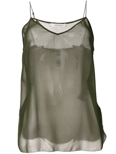 Shop Dorothee Schumacher Sheer Silk Tank Top In Green