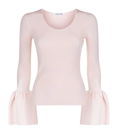 Shop Elizabeth And James Willow Bell Sleeve Ribbed Jumper In Pink