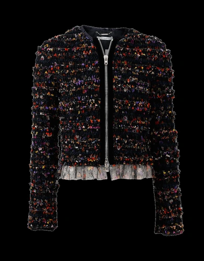 Shop Givenchy Pansy Print Tulle Jacket In Black