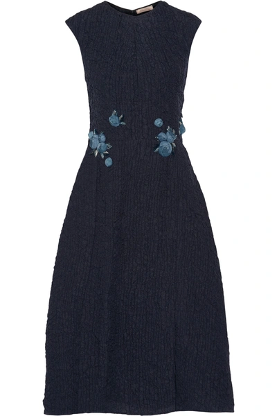 Nina Ricci Embellished Appliquéd Silk-blend Cloqué Midi Dress