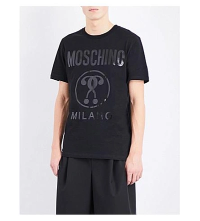 Shop Moschino Logo-print Cotton-jersey T-shirt In Black