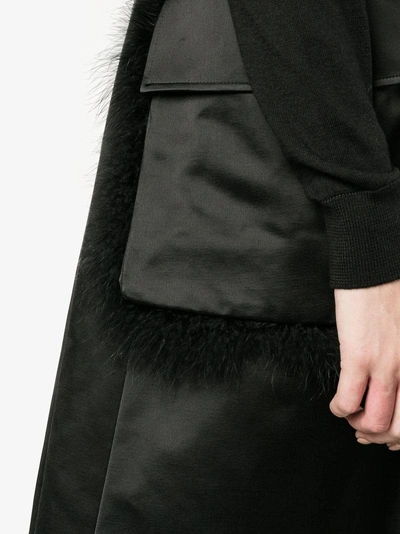 Shop Simone Rocha Fur Trimmed Knee-length Skirt In Black
