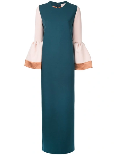 Roksanda Litani Bell-cuff Stretch-crepe Dress In Peacock