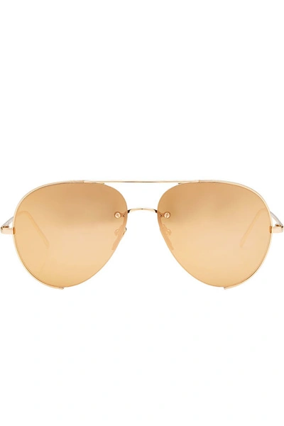 Linda Farrow Mirrored Aviator Sunglasses In Gold