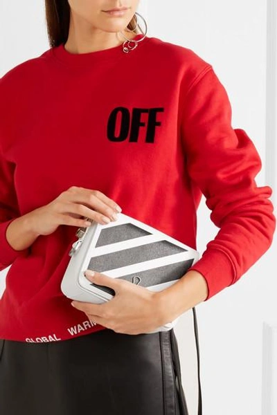 Shop Off-white Striped Textured-leather Shoulder Bag In White