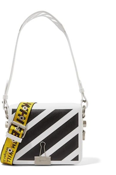 Shop Off-white Striped Textured-leather Shoulder Bag In White
