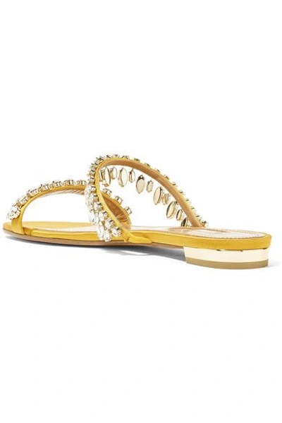 Shop Aquazzura Eden Crystal-embellished Satin Sandals