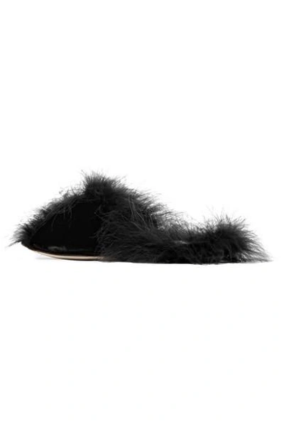 Shop Simone Rocha Feather-embellished Velvet Slides