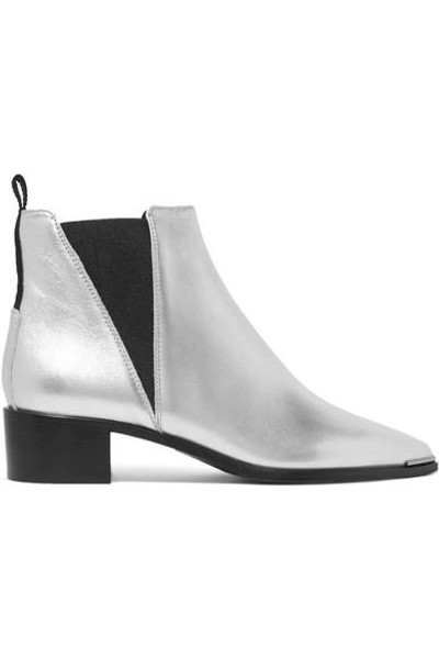 Shop Acne Studios Jensen Alu Metallic Textured-leather Ankle Boots In Silver