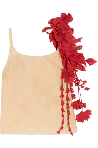 Rosie Assoulin Camisole With Red Removeable Flower Garlands In Peach