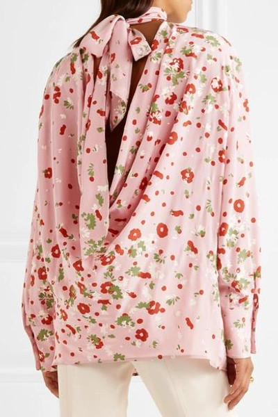 Shop Valentino Open-back Floral-print Silk Crepe De Chine Blouse