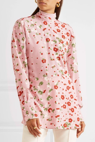 Shop Valentino Open-back Floral-print Silk Crepe De Chine Blouse
