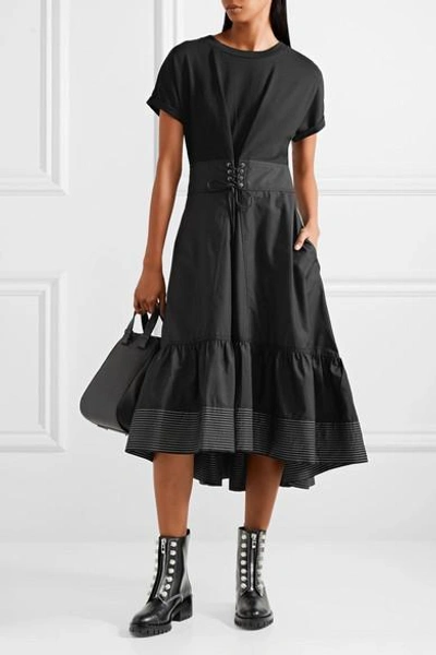 Shop 3.1 Phillip Lim / フィリップ リム Lace-up Cotton-jersey And Shell Midi Dress