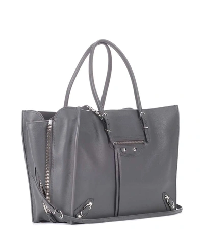 Shop Balenciaga Papier B4 Zip-around Leather Shoulder Bag In Grey