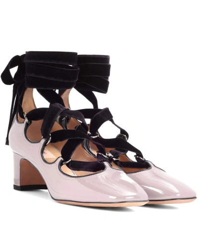 Valentino Garavani Lace-up Patent Leather Pumps In Pink